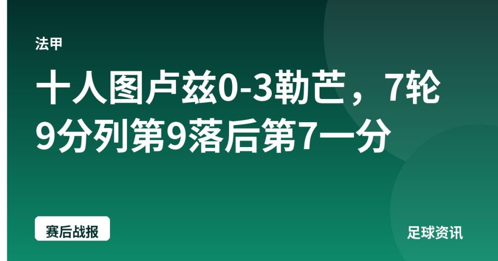 十人图卢兹0-3勒芒，7轮9分列第9落后第7一分